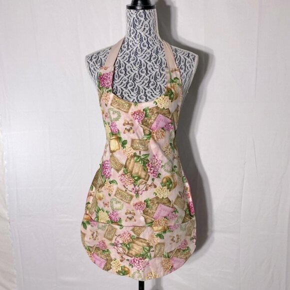 Vintage Handmade Pink Brown Gardening Apron - Picture 1 of 5